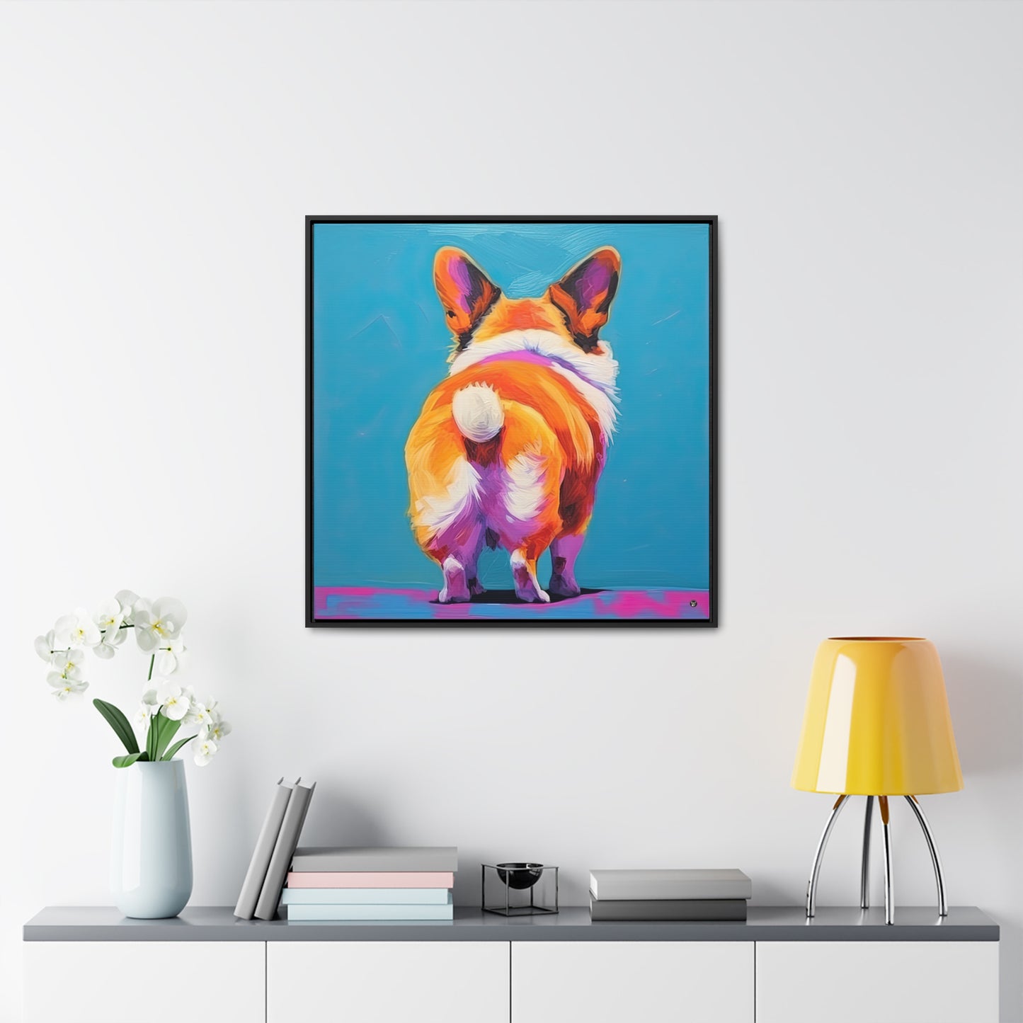 Corgi Butt - Framed on Canvas