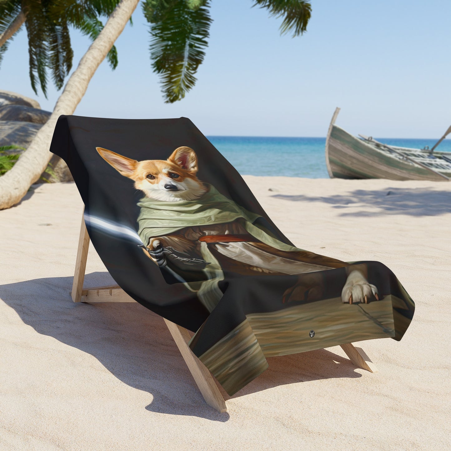 Jedi Corgi Beach Towel