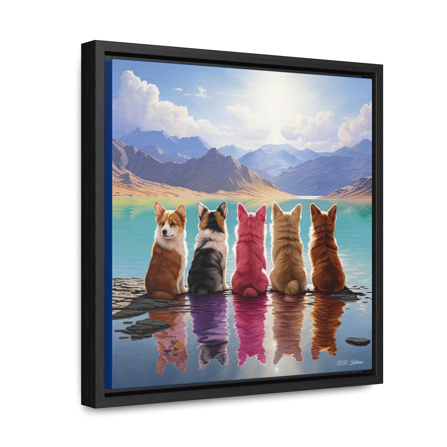 Corgi Lake - Framed on Canvas