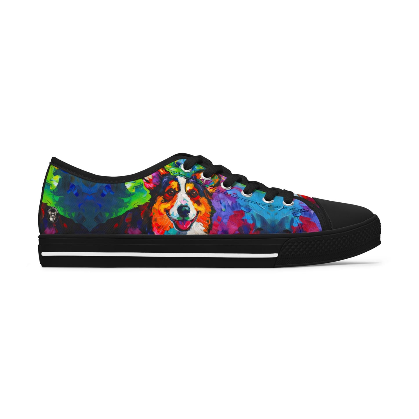 Color Me Corgi Vibrant Artistic Women's Low Top Casual Canvas Sneakers