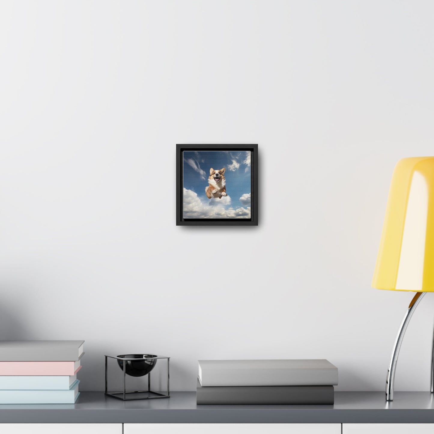 Flying Corgi - Framed on Canvas