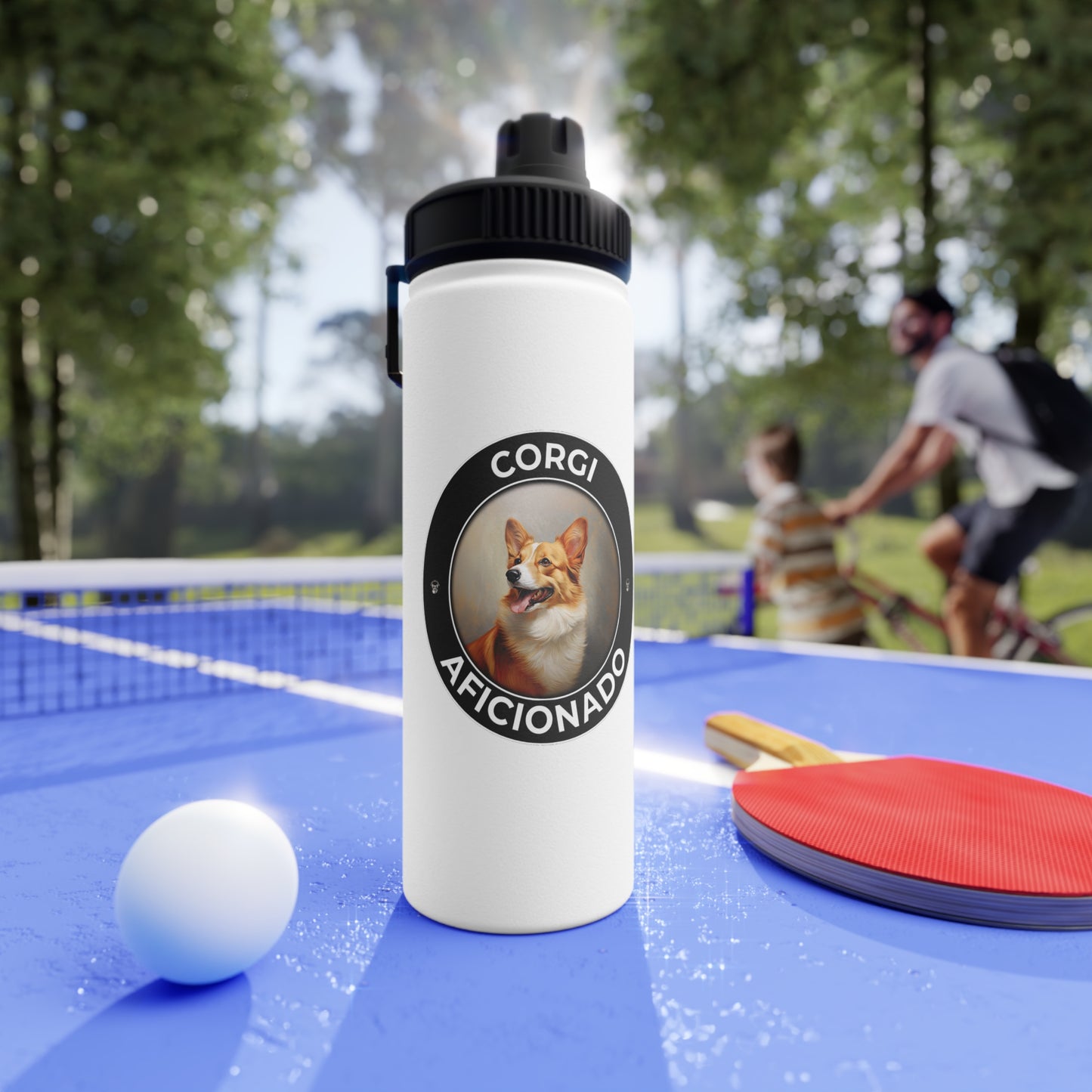 Corgi Aficionado - Water Bottle with Sport Lid