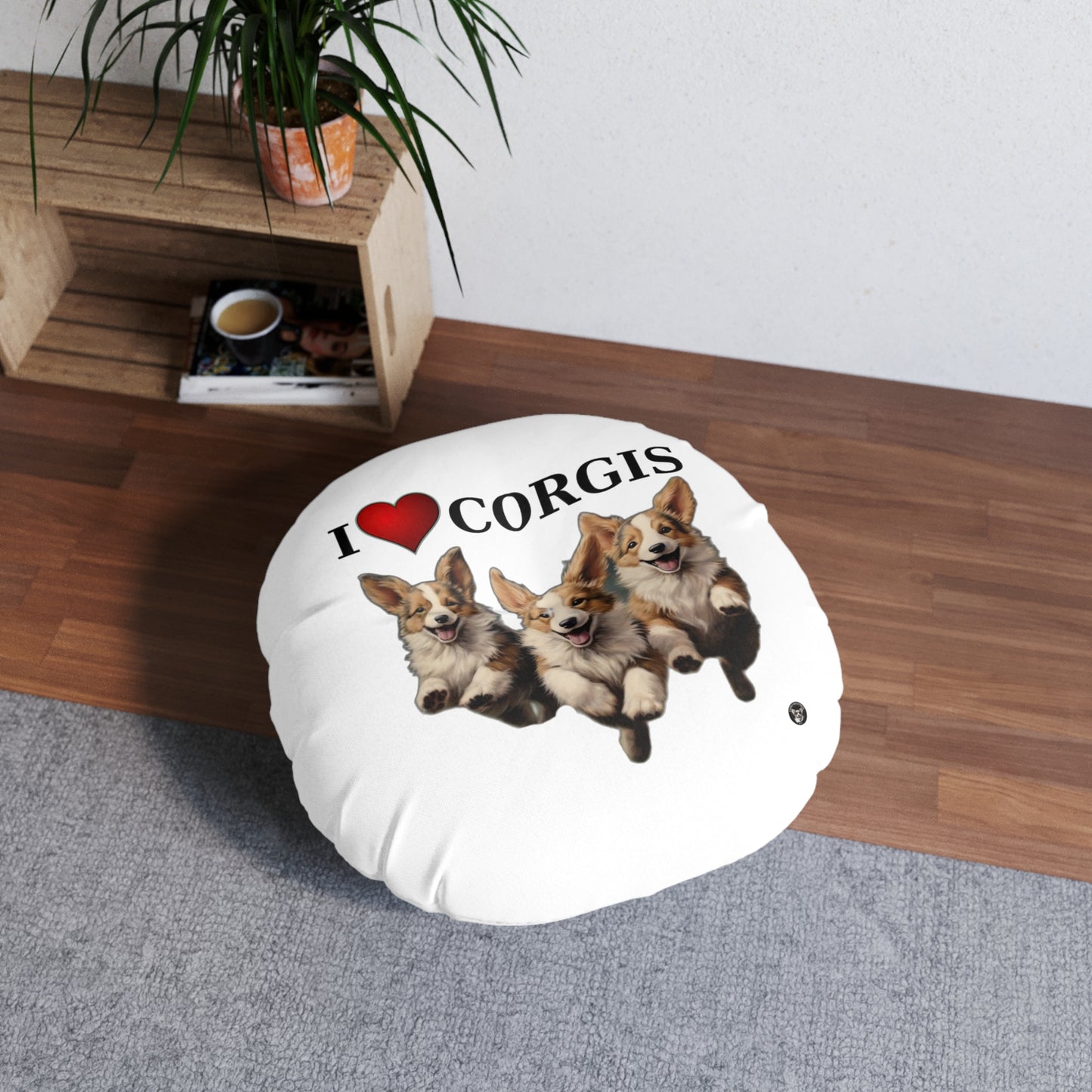 I Heart Corgis in White - Floor Pillow