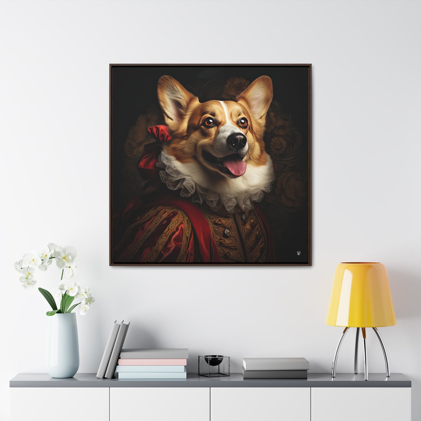 Renaissance Corgi - Framed on Canvas