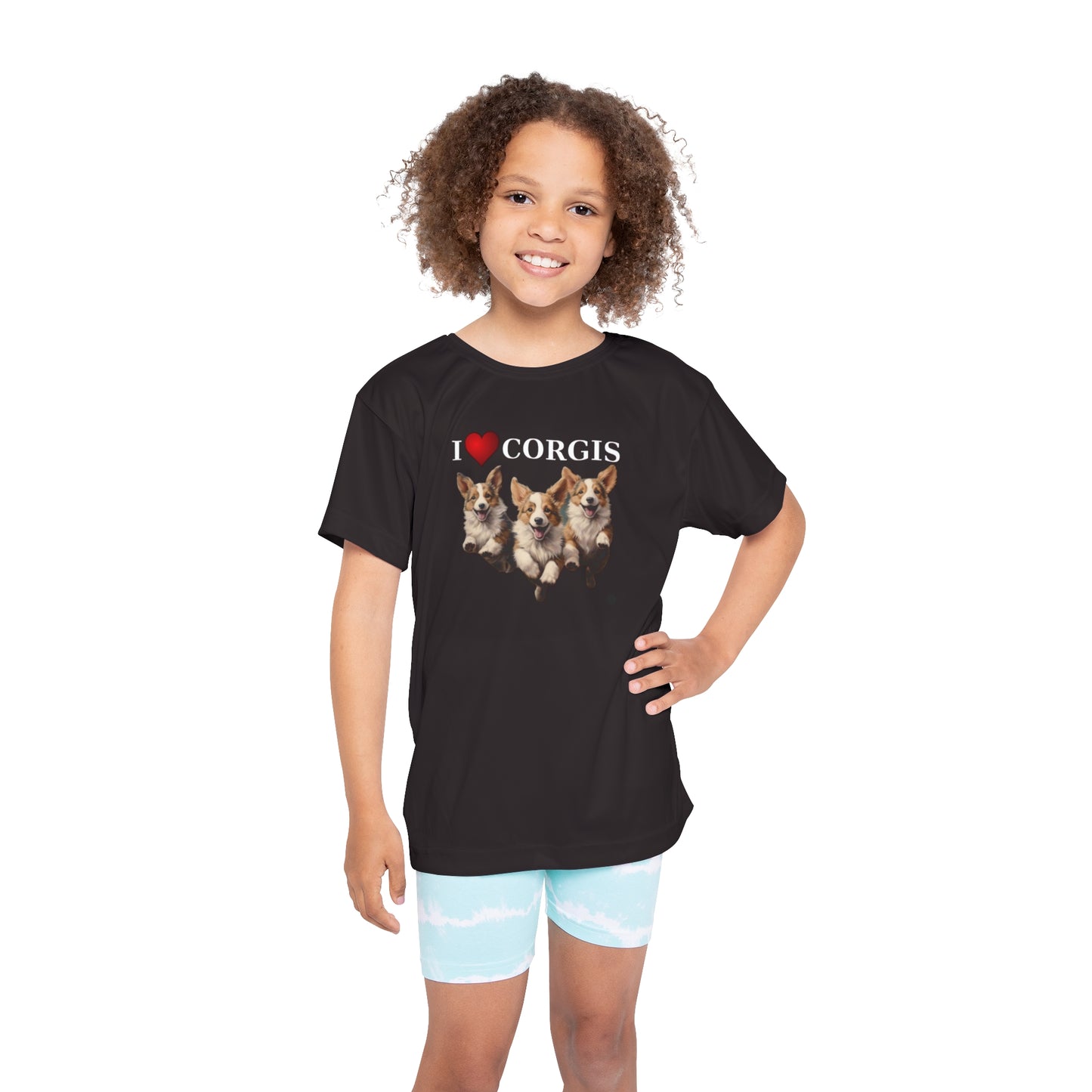 I Heart Corgis Kid's Sports Tee