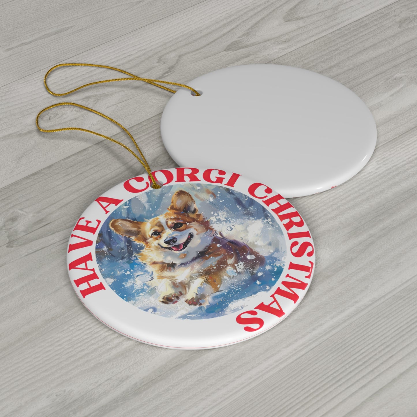 Corgi Christmas - Ceramic Ornament