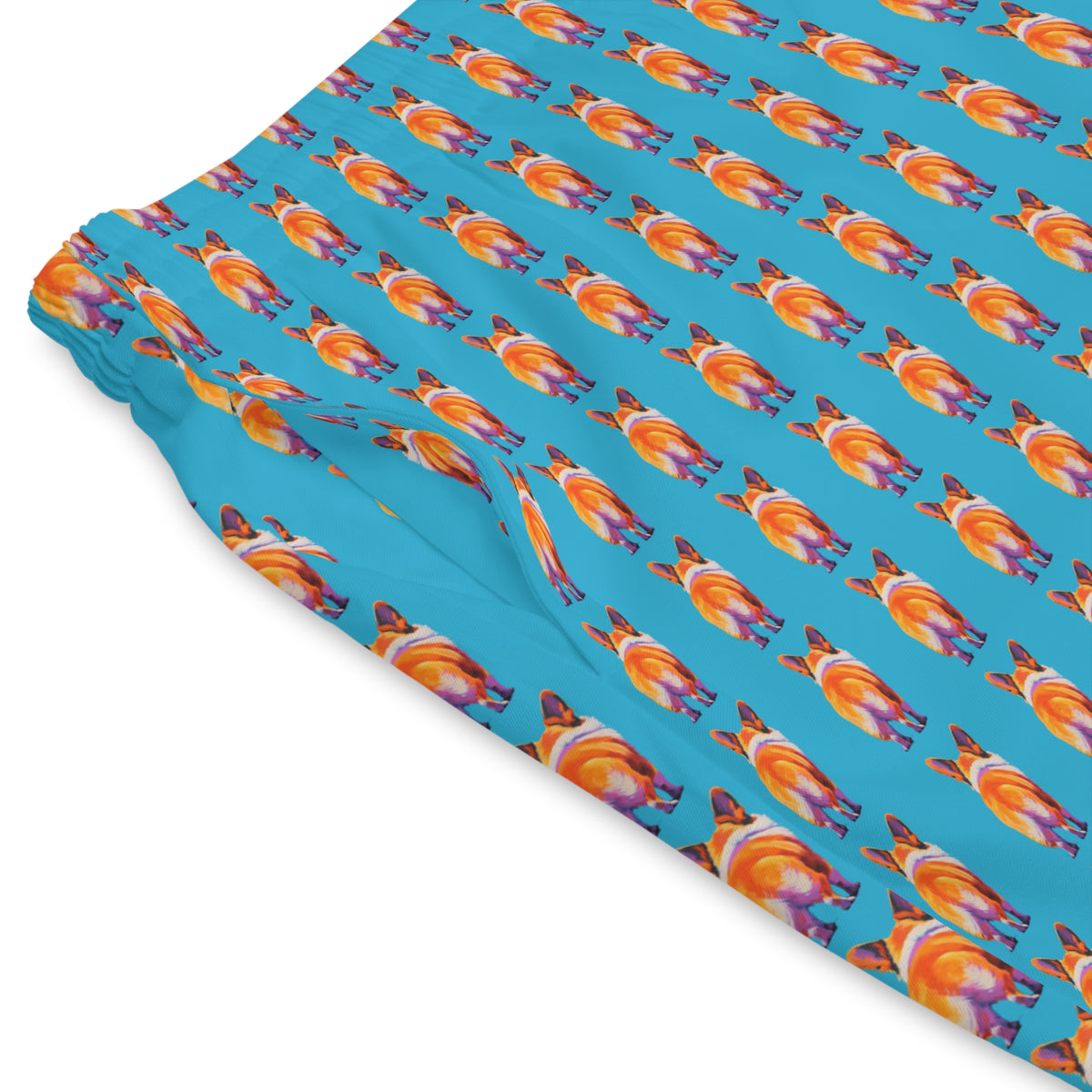 Corgi Butt Stripes Artistic Portrait - Blue Corgi Board Shorts