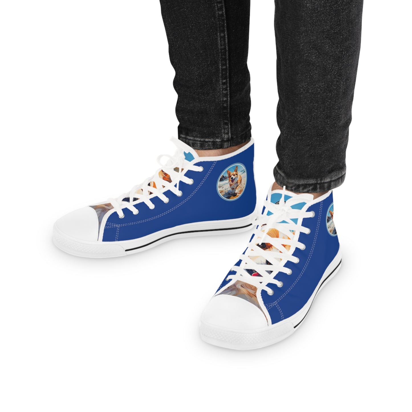 Coastal Corgi - Men's High Top Sneakers