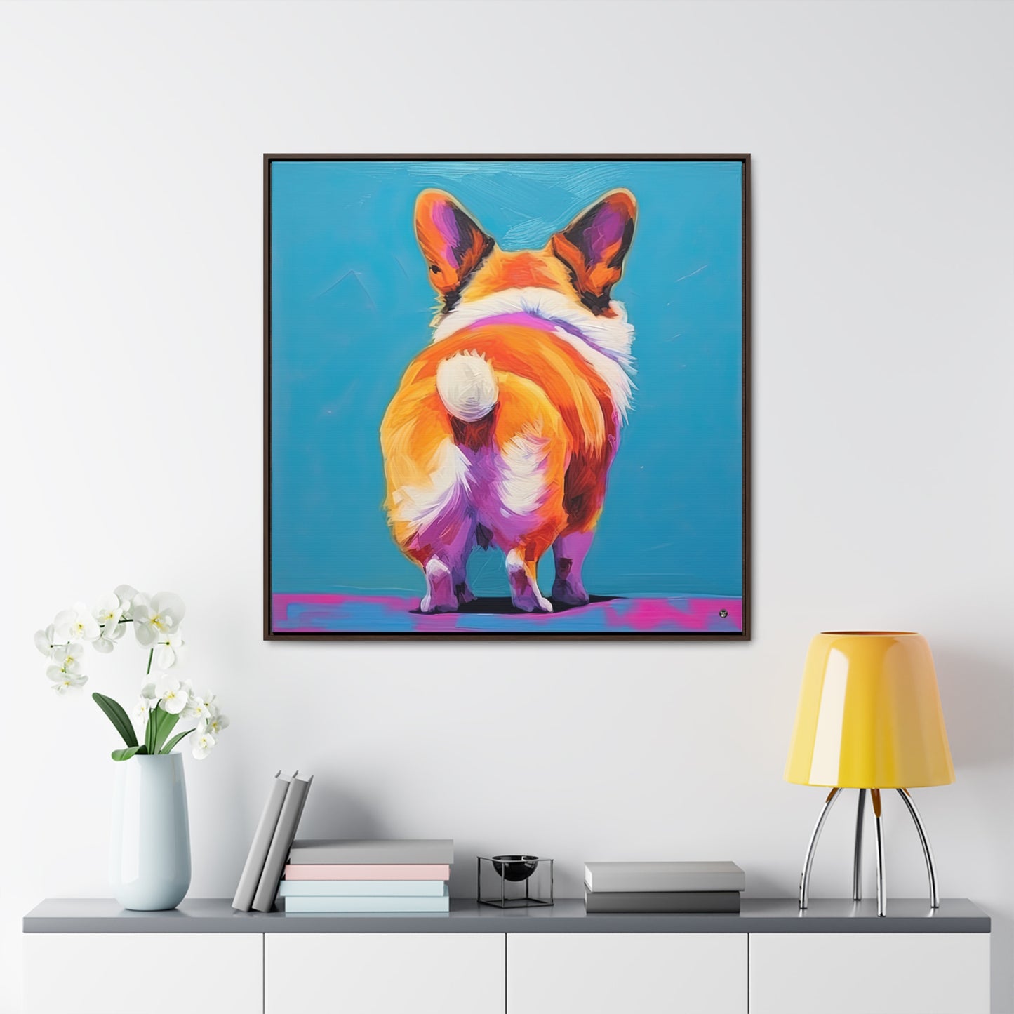 Corgi Butt - Framed on Canvas