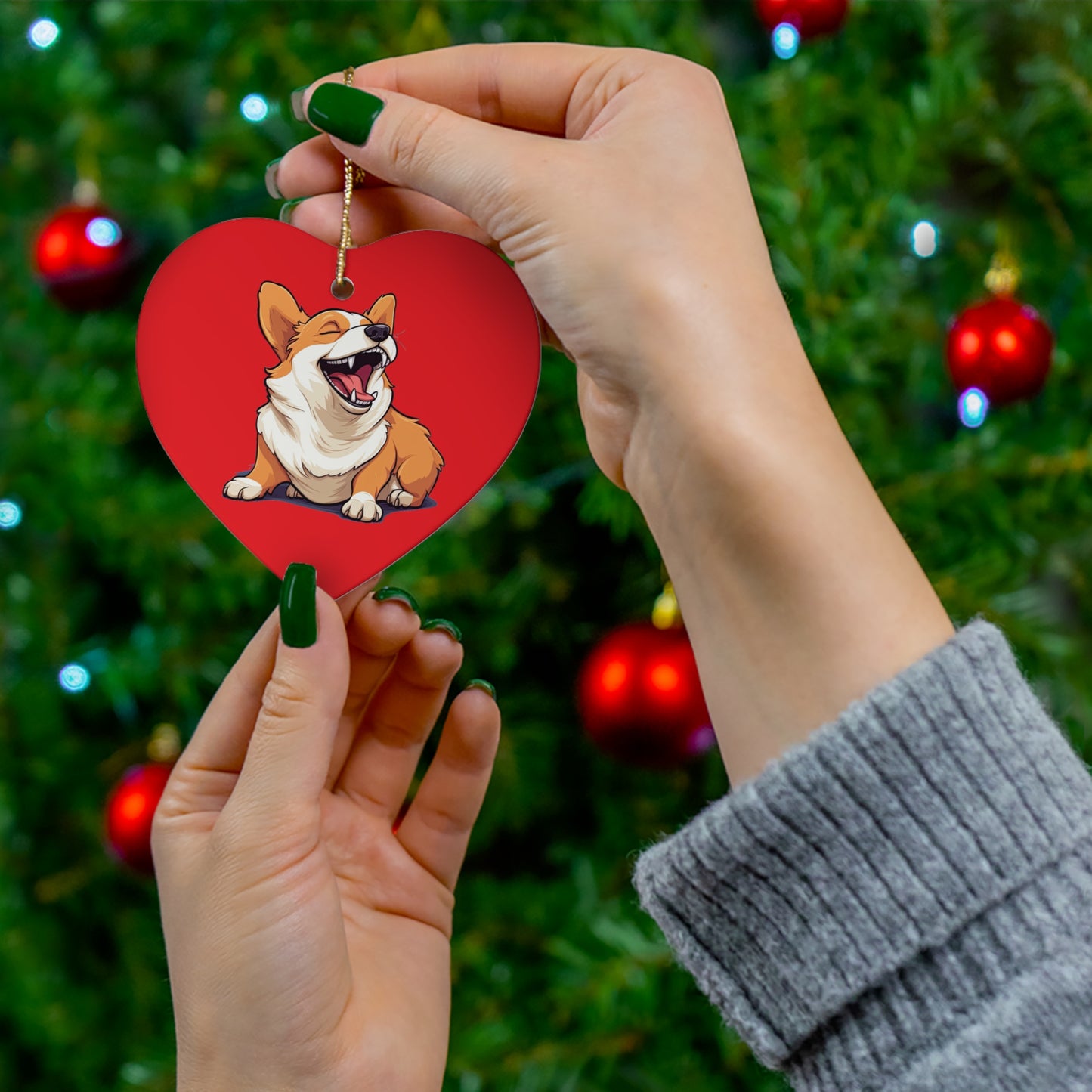 Comical Corgi - Ceramic Ornament