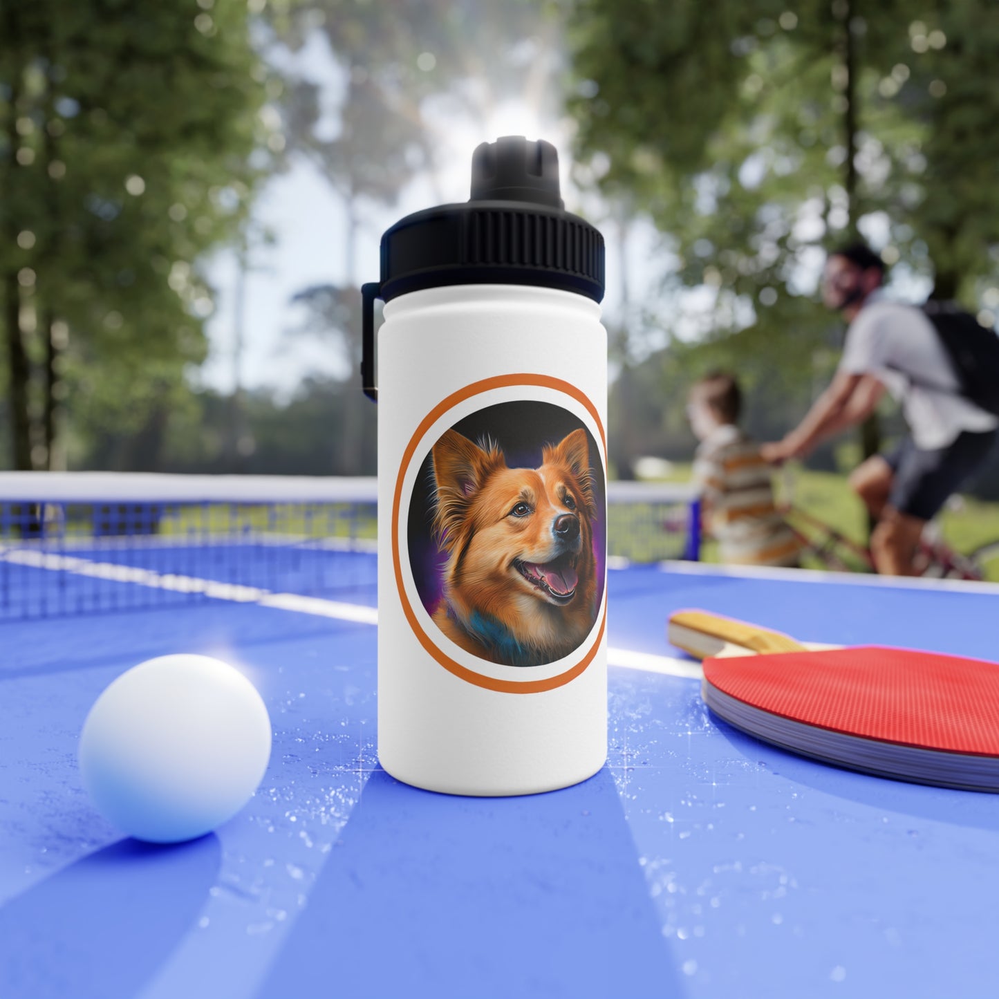 Golden Corgi - Water Bottle with Sport Lid