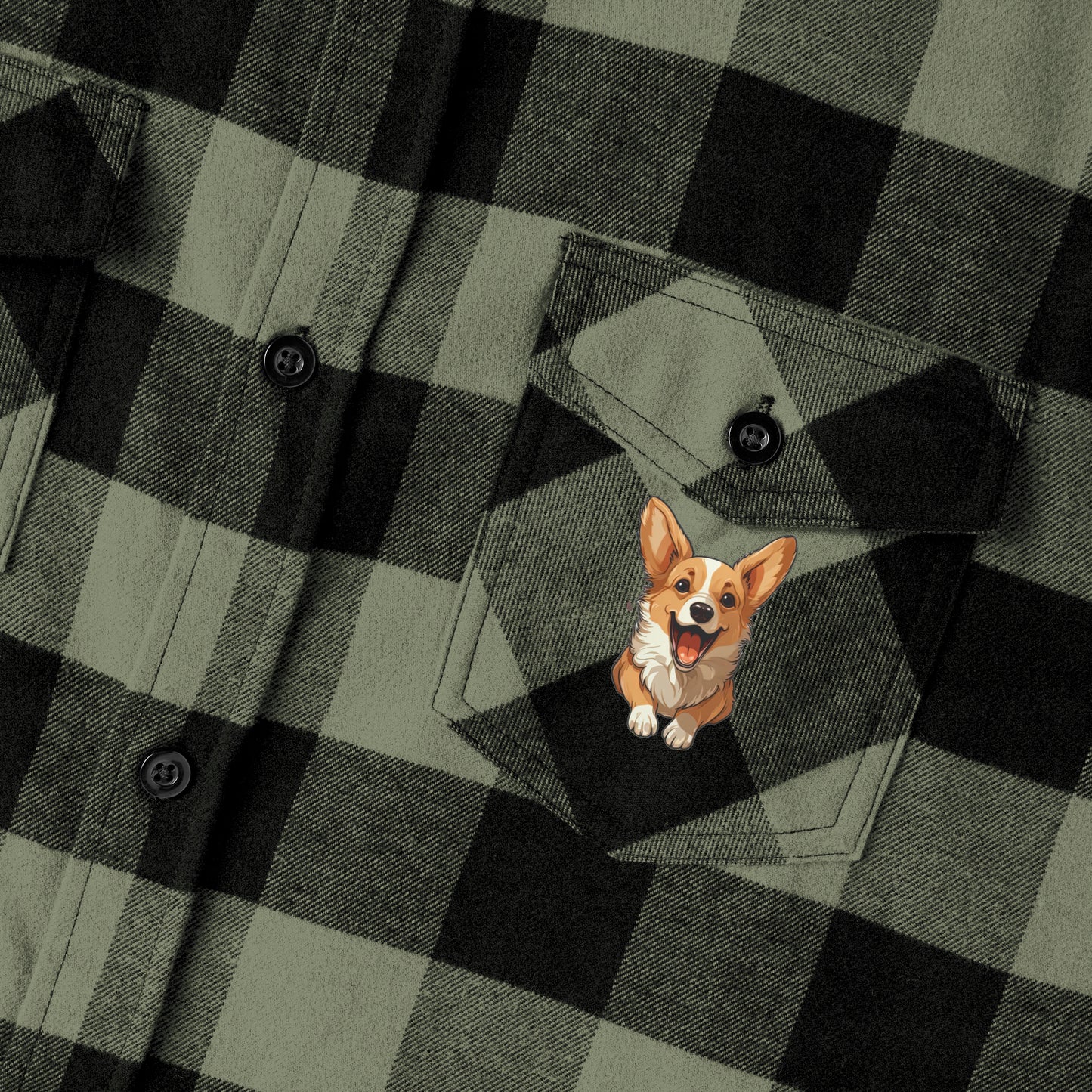 Corgi Cuteness - Flannel Shirt