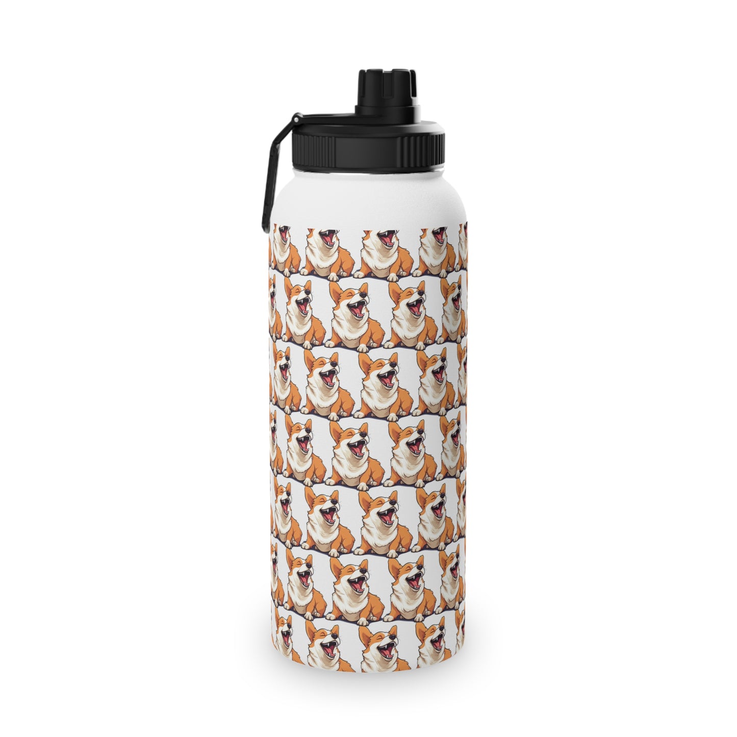Comical Corgi Mosaic - Water Bottle with Sport Lid