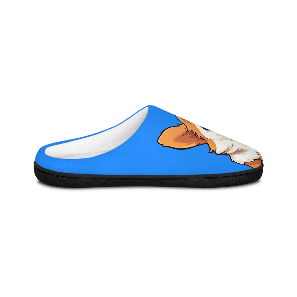 Comical Corgi All Smiles Women's Indoor Slippers — Cute Blue Cozy House Shoes