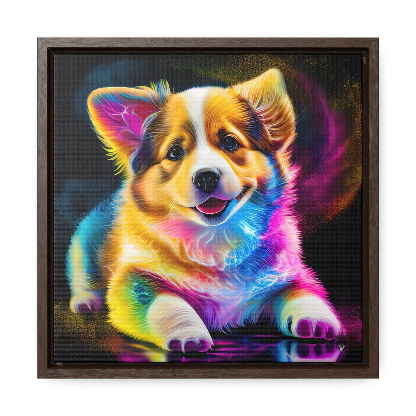 Colorful Corgi - Framed on Canvas