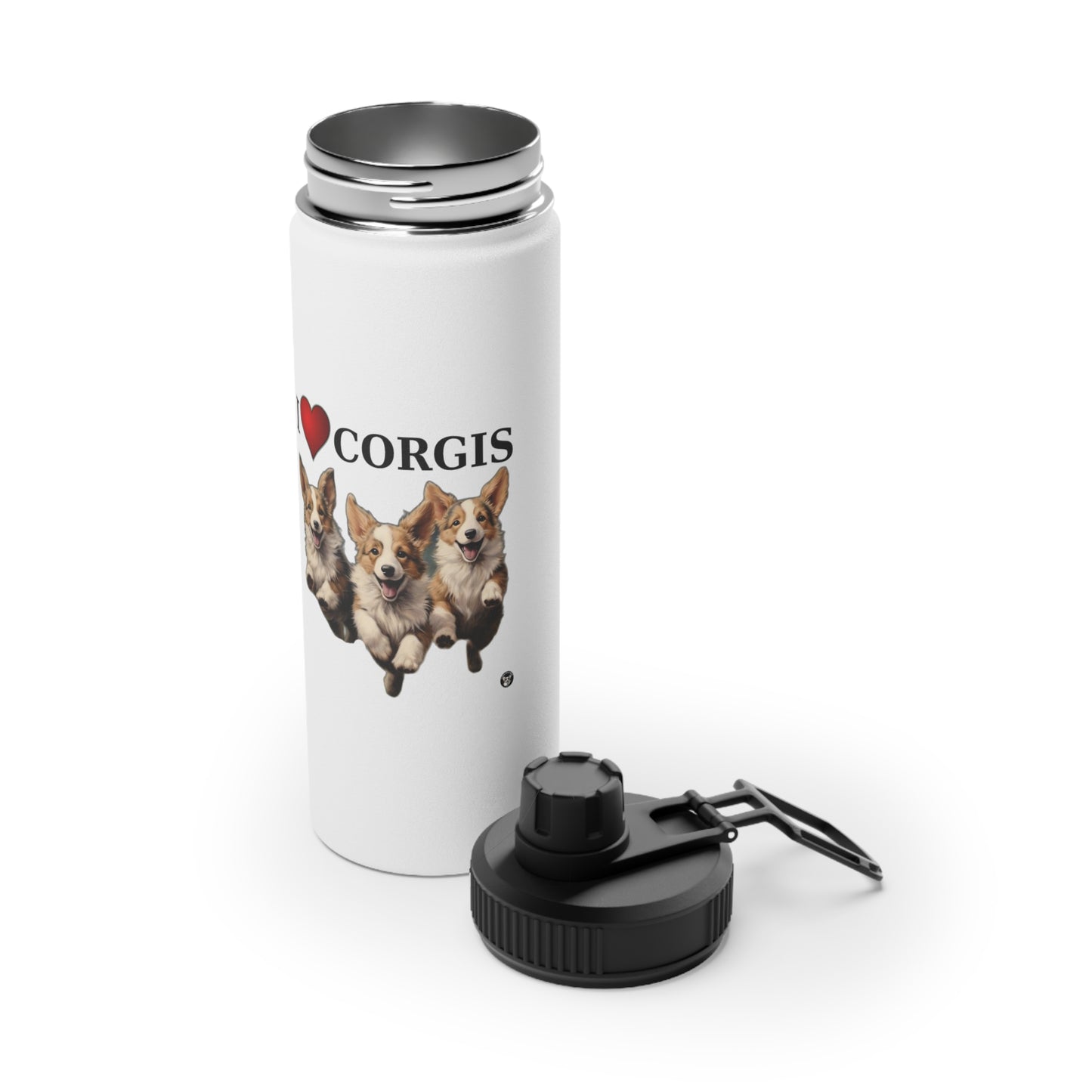 I Heart Corgis - Water Bottle with Sport Lid