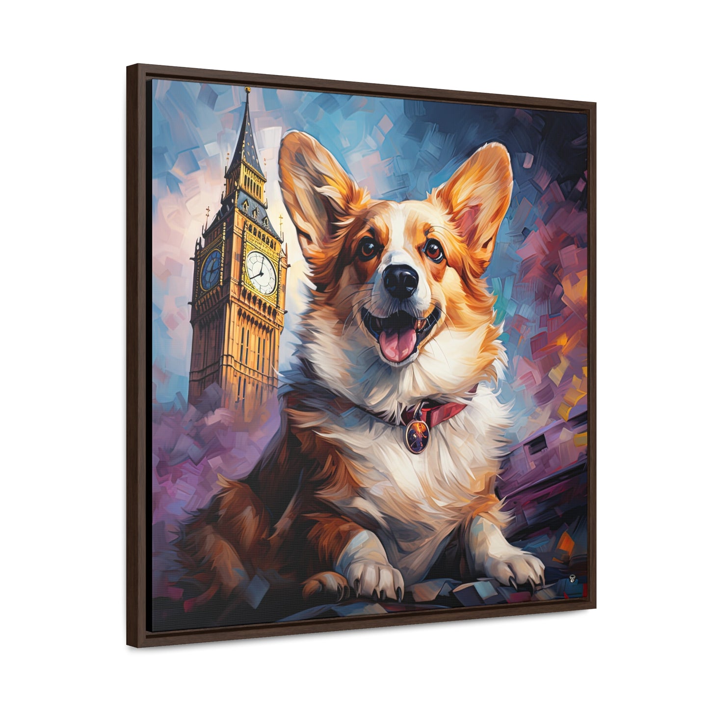 Corgi and Ben - Framed on Canvas