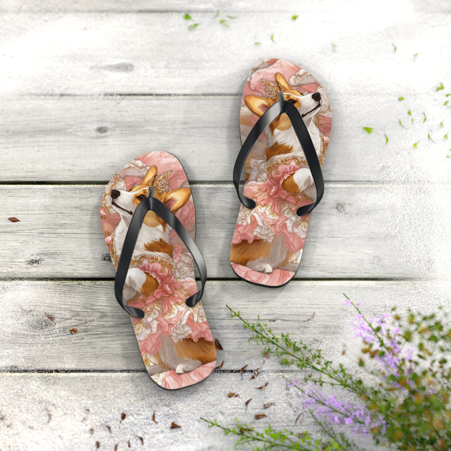 Princess Corgi Flip-Flops