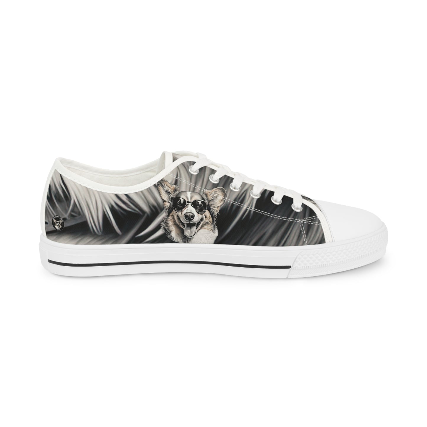 Corgi Cool Portrait in Shades Men's Low Top Casual Canvas Sneakers