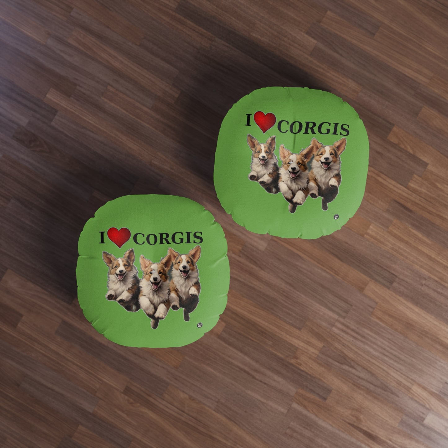 I Heart Corgis in Green - Floor Pillow