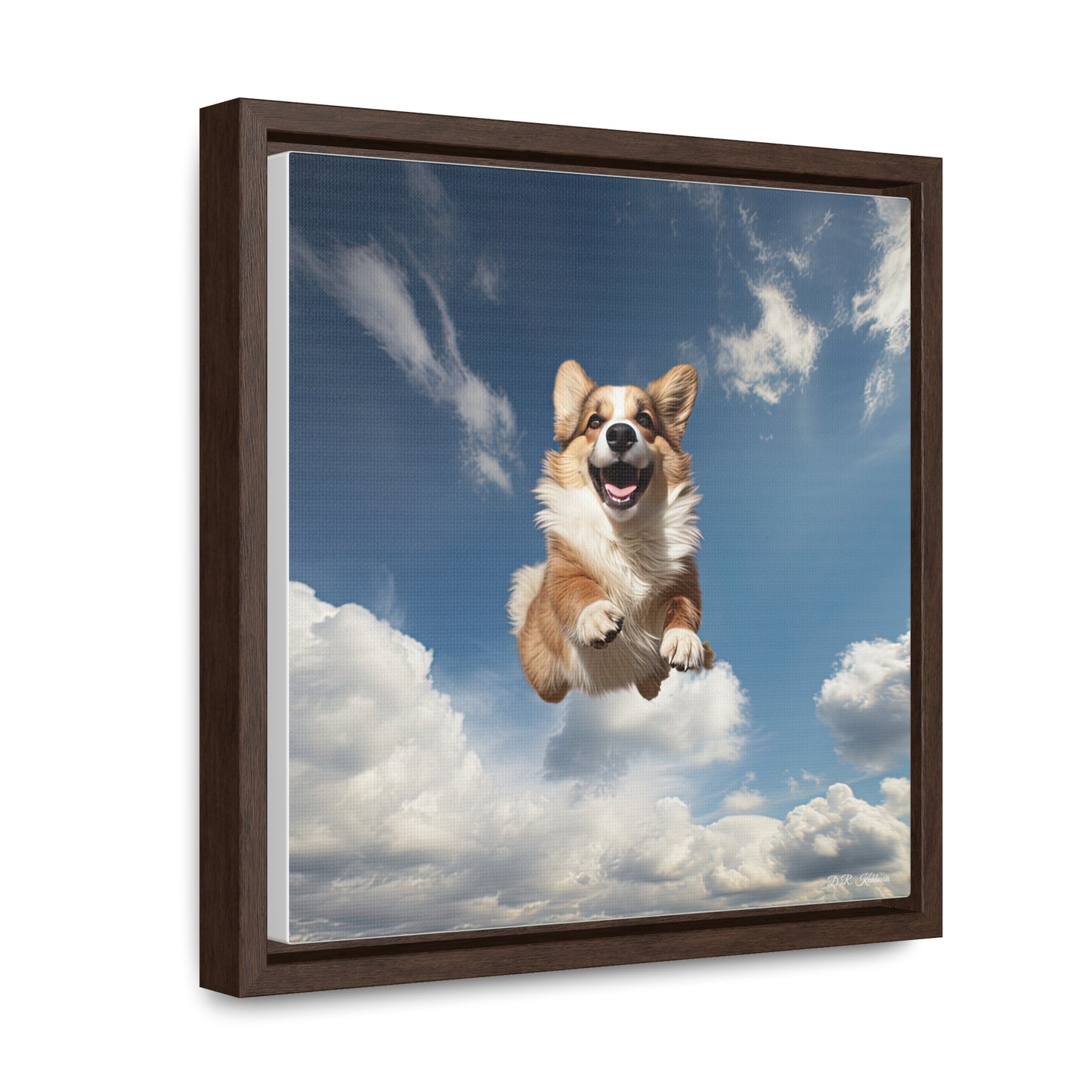 Flying Corgi - Framed on Canvas