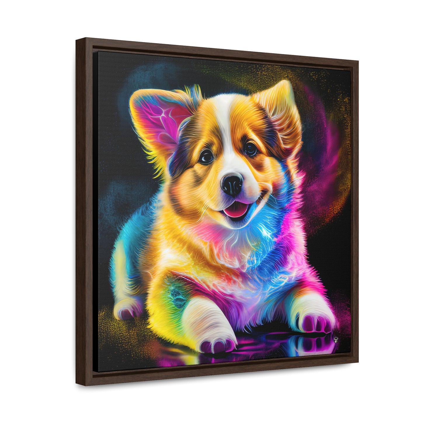 Colorful Corgi - Framed on Canvas