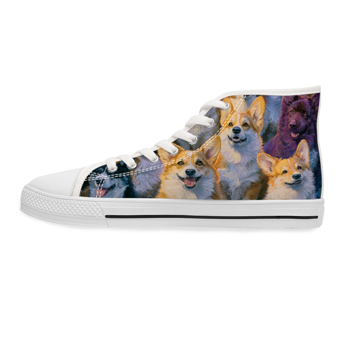 Pearly Gates the Corgis Await Women's High Top Casual Canvas Sneakers