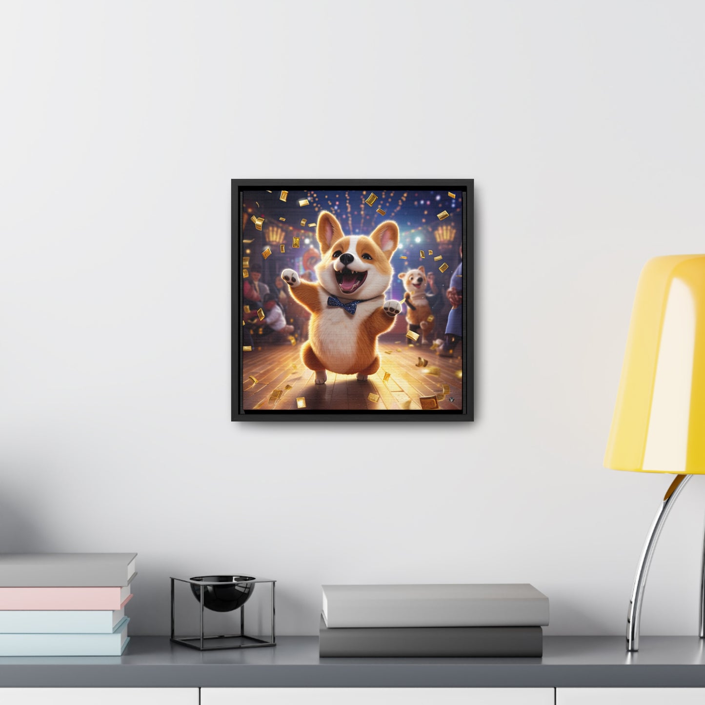 Boogaloo Corgi - Framed on Canvas