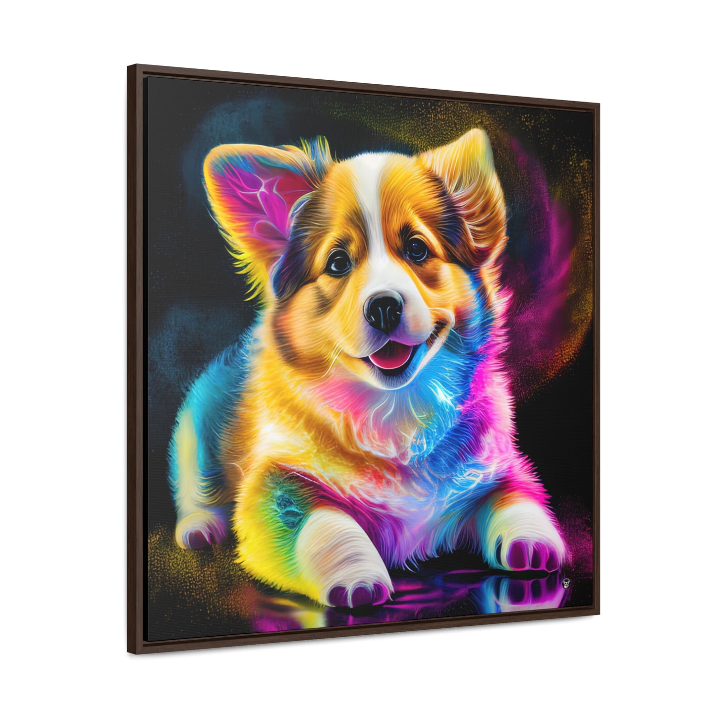 Colorful Corgi - Framed on Canvas