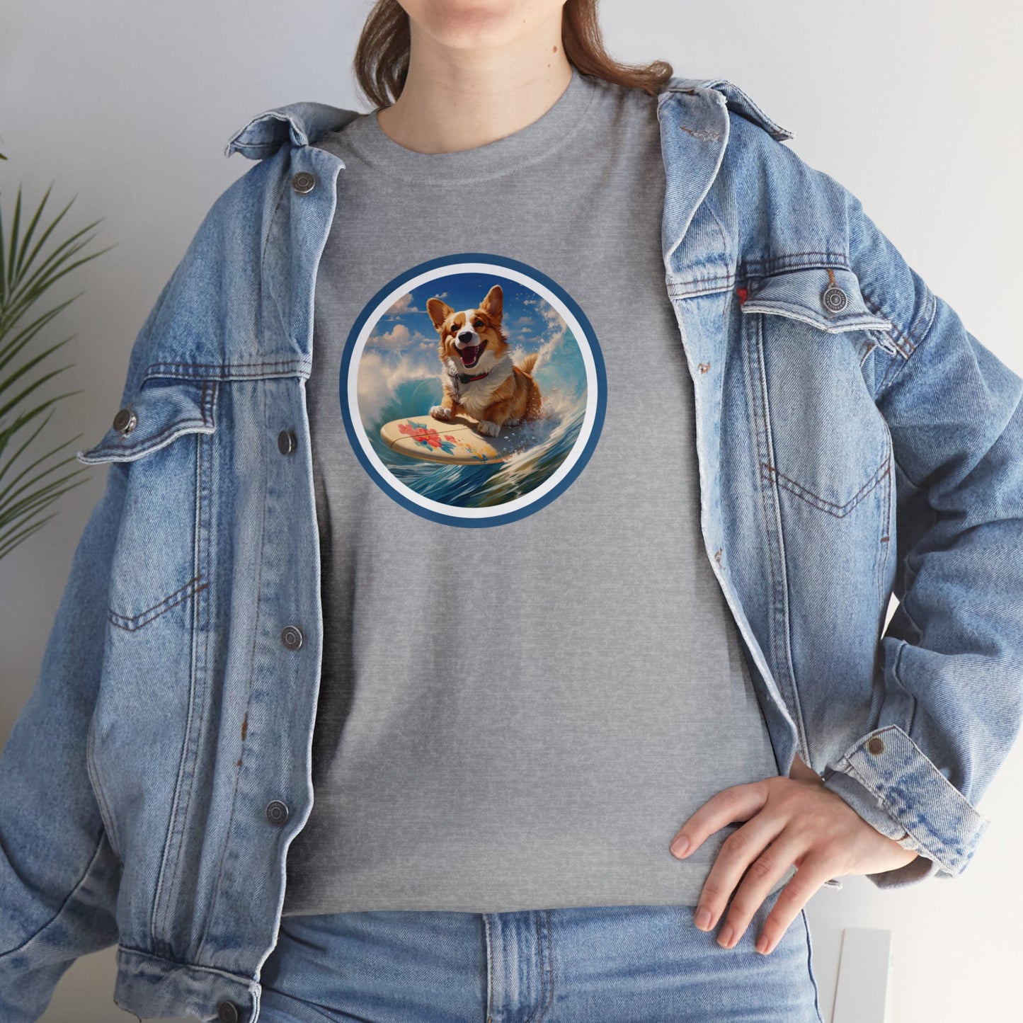 Cowabunga Corgi - Unisex Heavy Cotton Tee