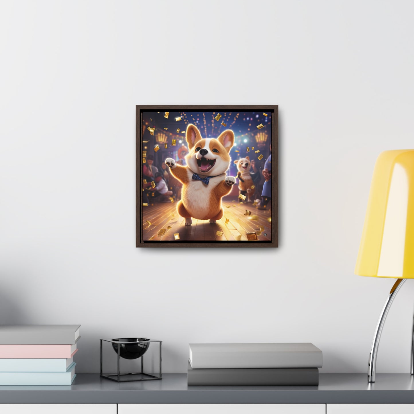 Boogaloo Corgi - Framed on Canvas