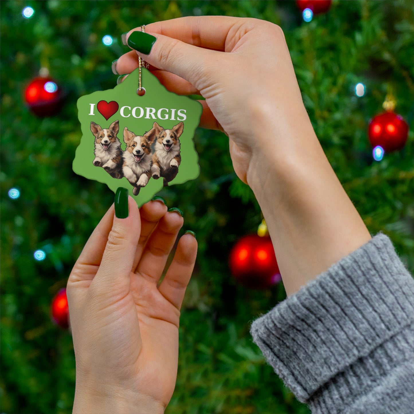 I Heart Corgis - Ceramic Ornament