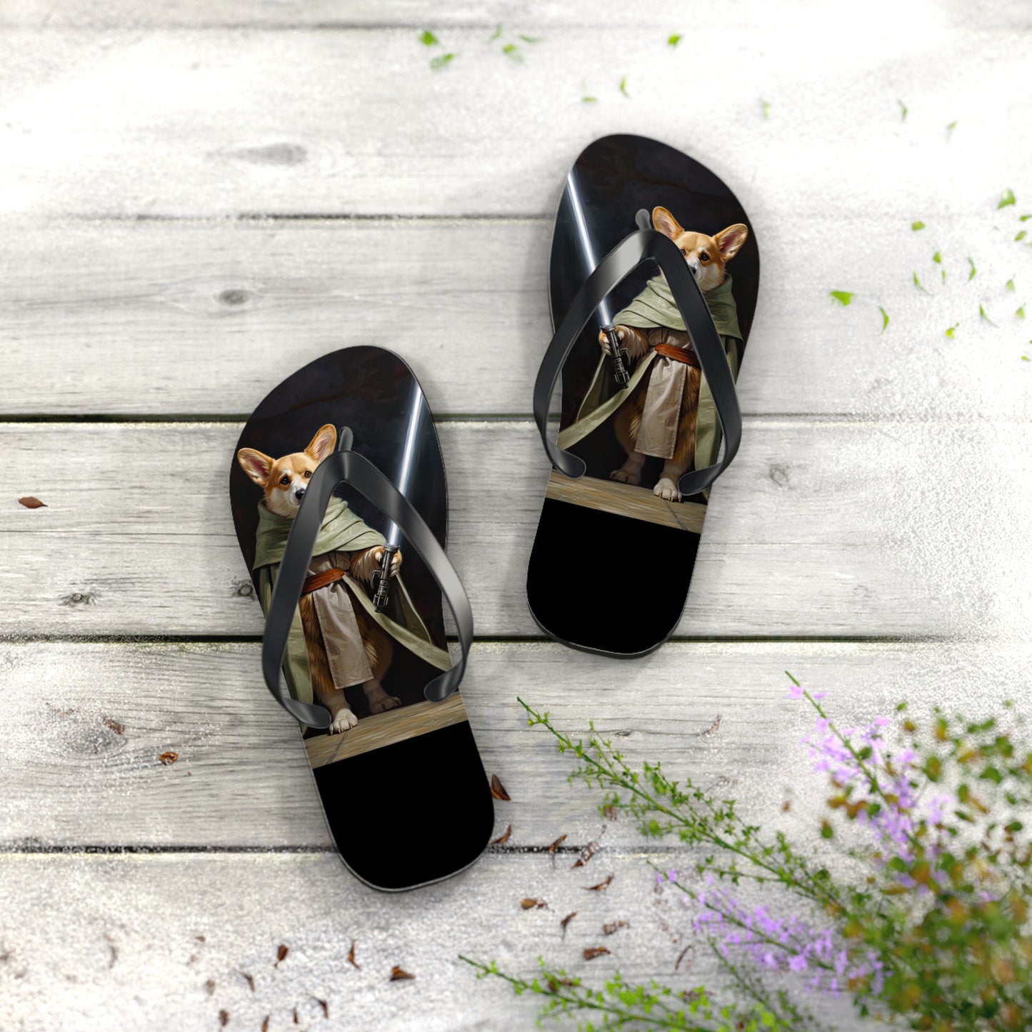Jedi Corgi Flip-Flops
