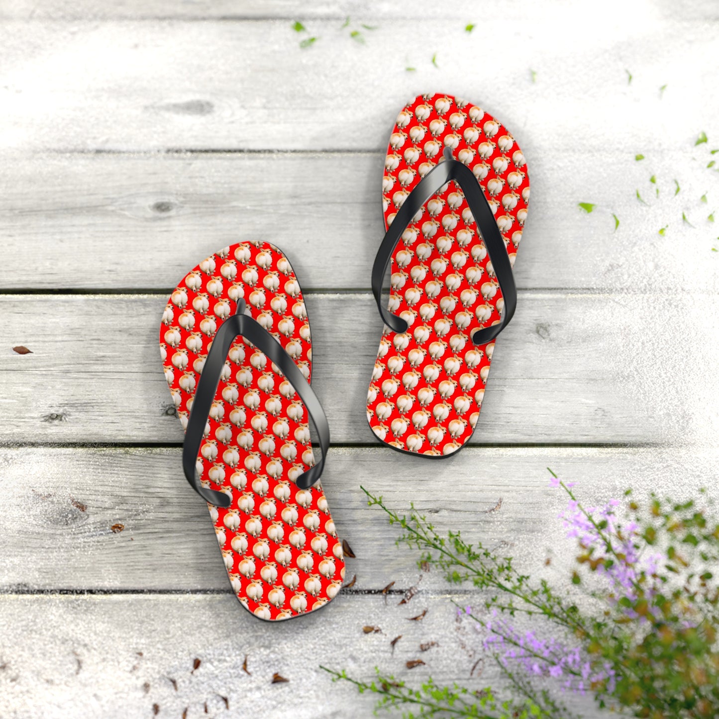 Baby Got Back Cute Corgi Butt Artistic Custom Mosaic Unisex Flip Flops - Sandals For Corgi Lovers