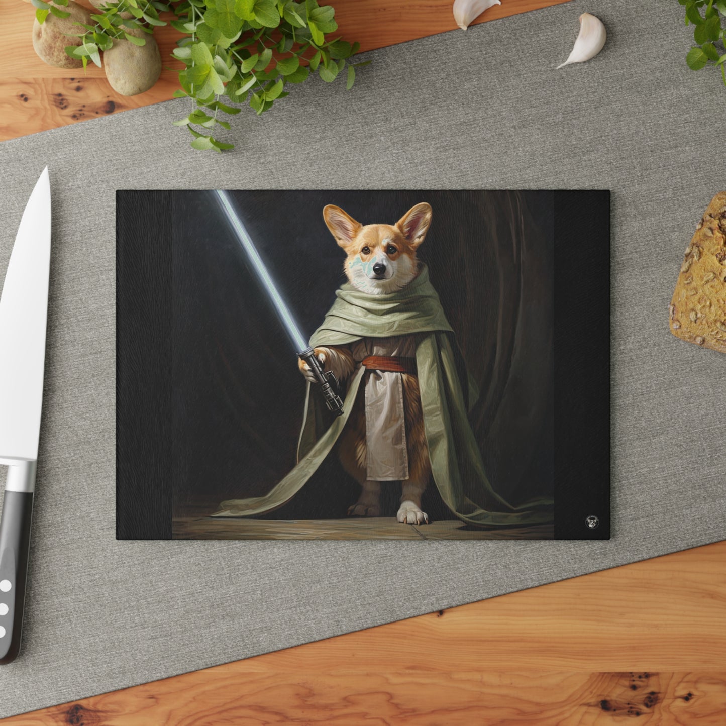 Jedi Corgi - Glass Cutting Board