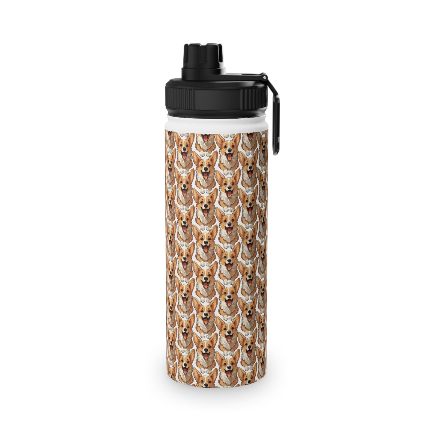 Corgi Cuteness Mosaic - Water Bottle with Sport Lid