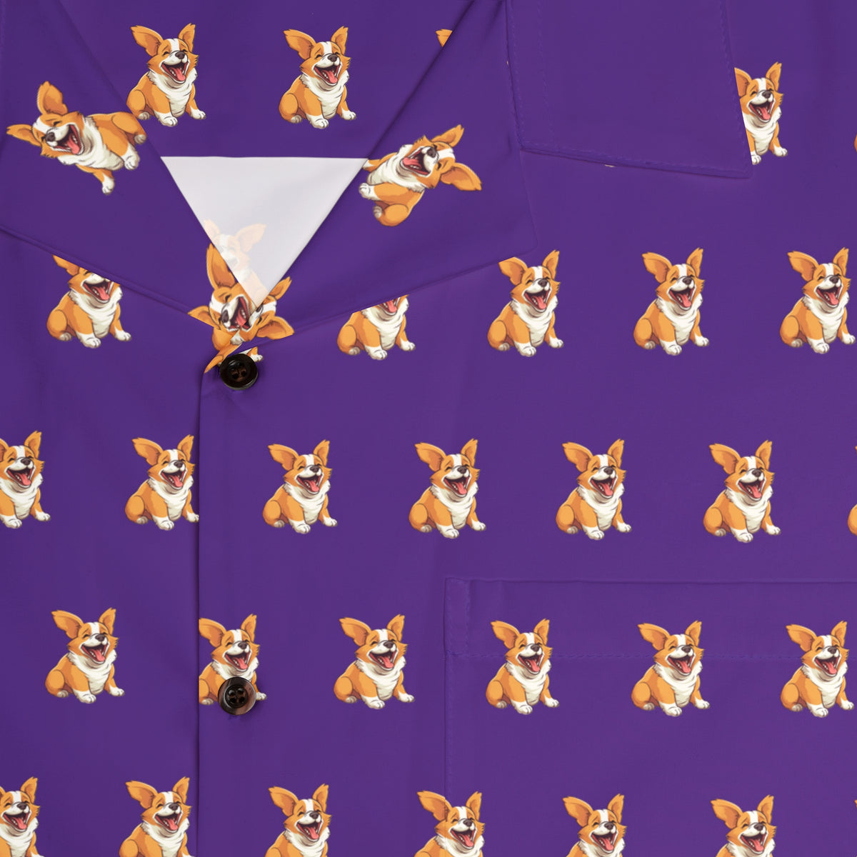 Jolly Jiggling Animated Corgi - Purple Hawaiian Shirt