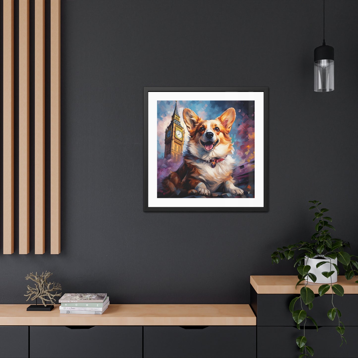 Impression encadrée Corgi & Ben