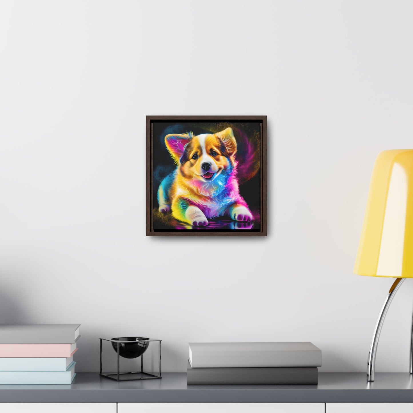 Colorful Corgi - Framed on Canvas
