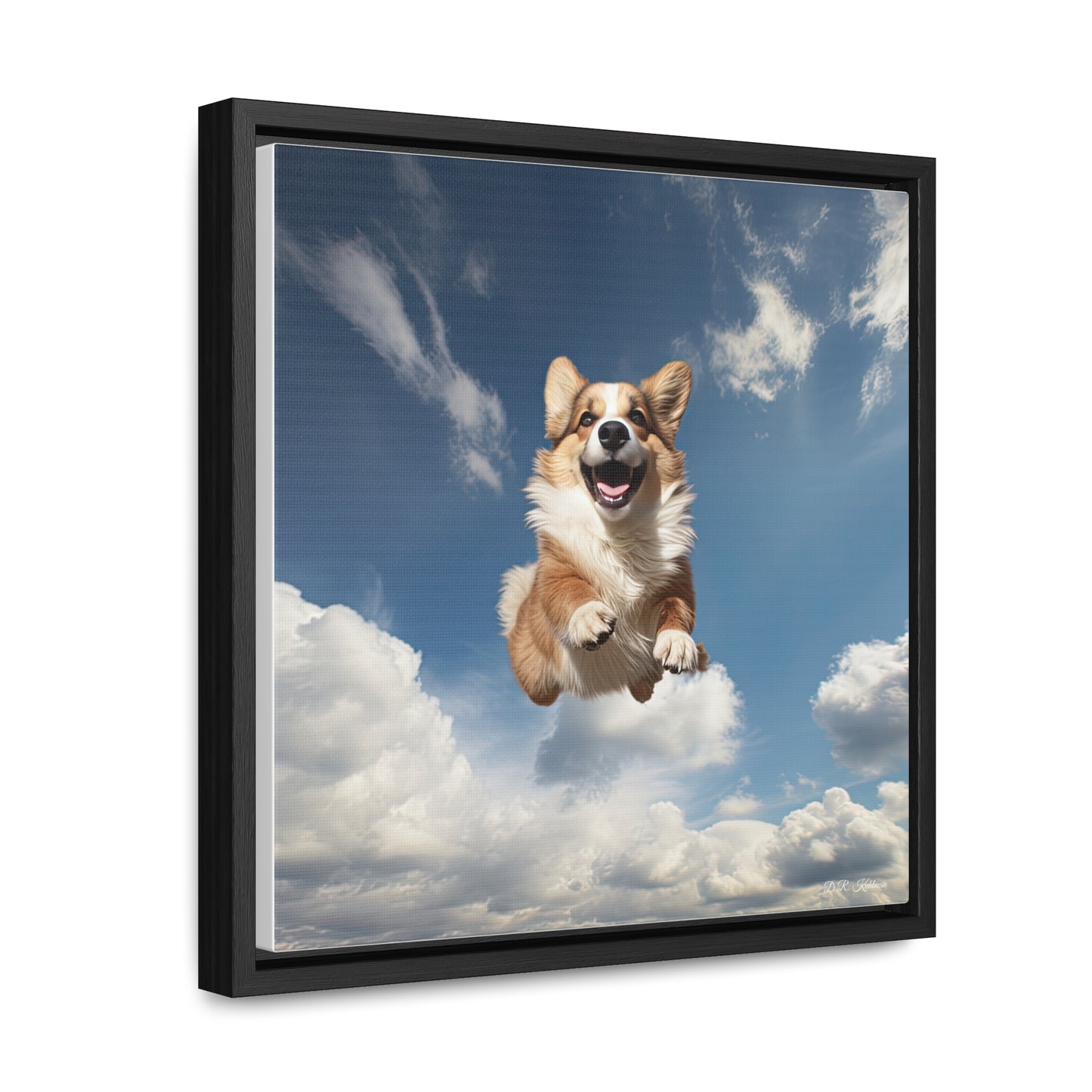Flying Corgi - Framed on Canvas