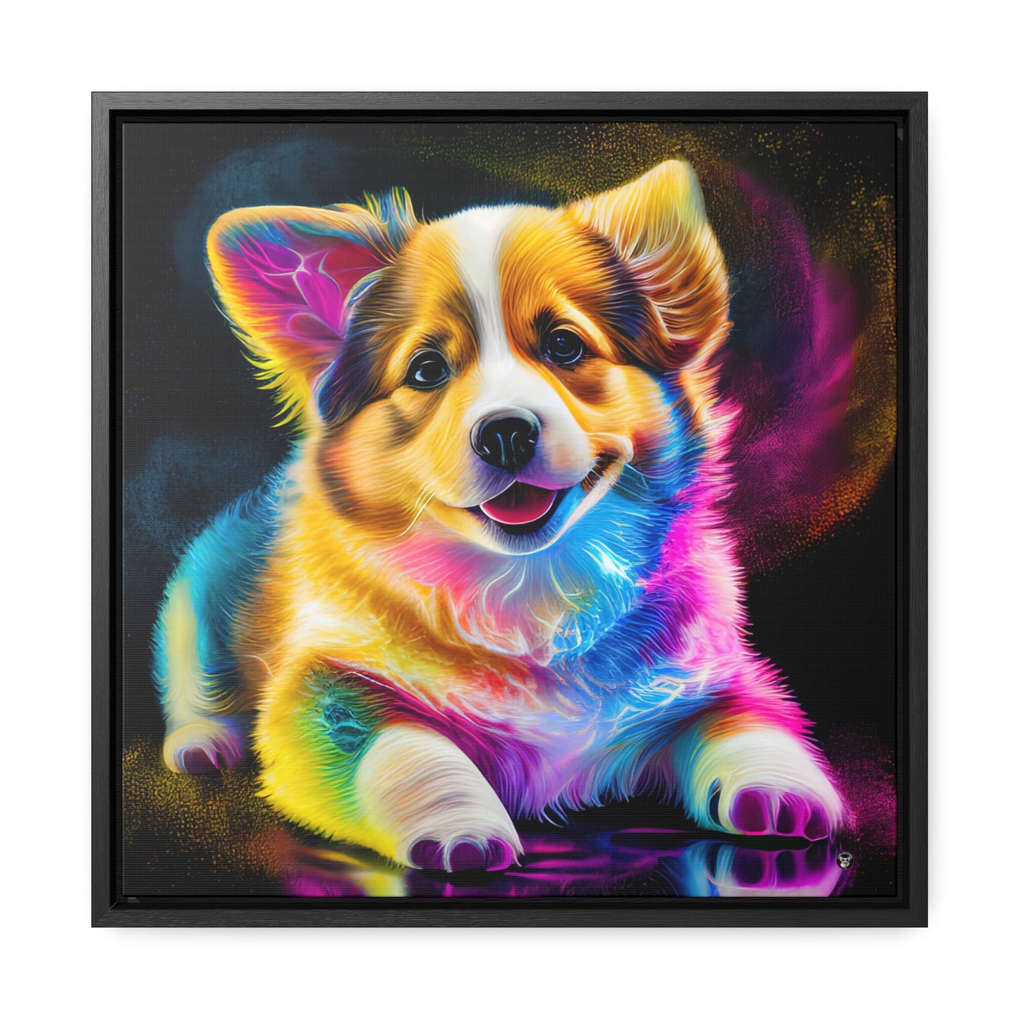 Colorful Corgi - Framed on Canvas