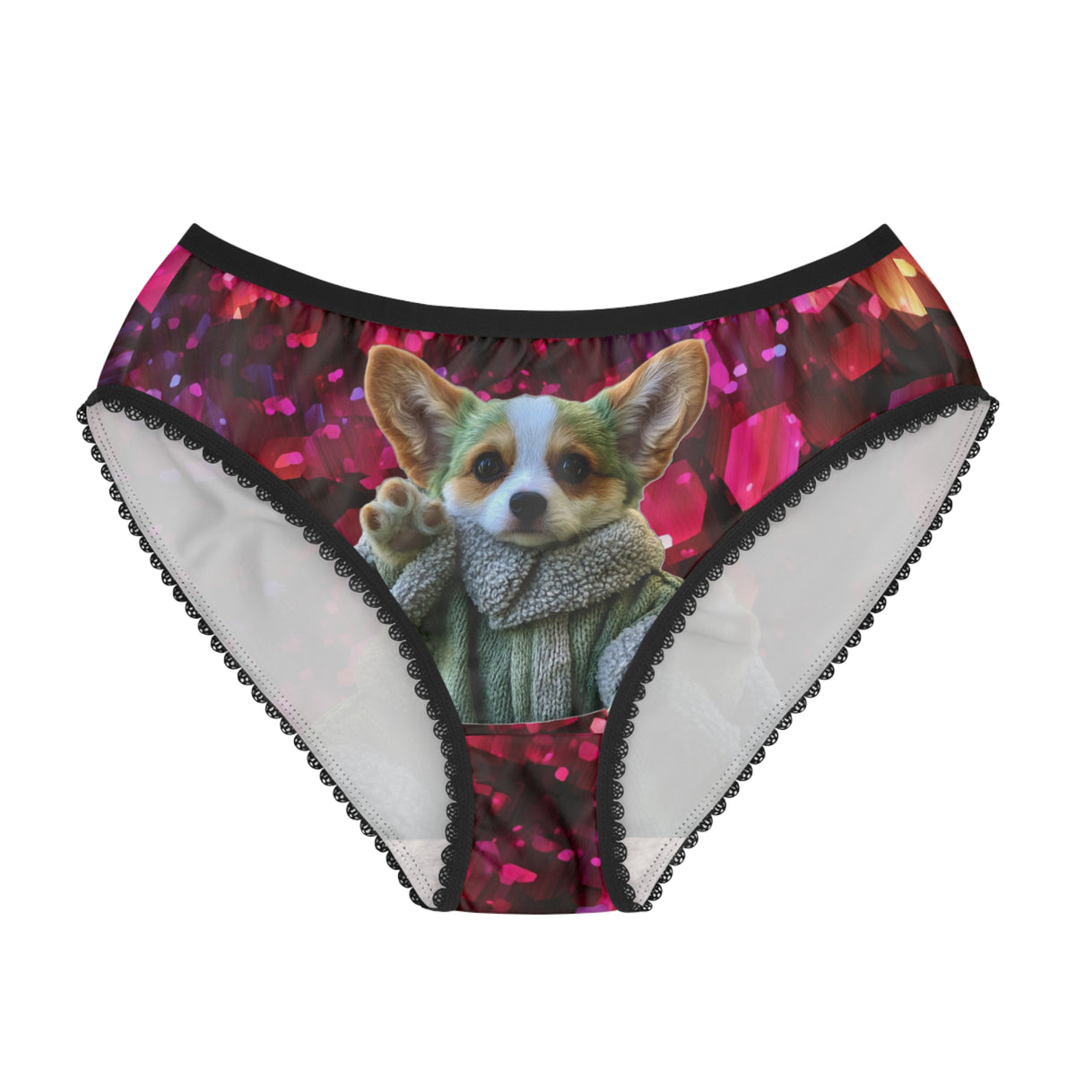 Baby Corgi Star Warrior Panties - Black Red & Purple Galaxy Glitter Undies