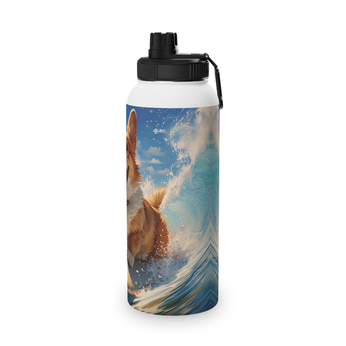 Cowabunga Corgi - Water Bottle with Sport Lid