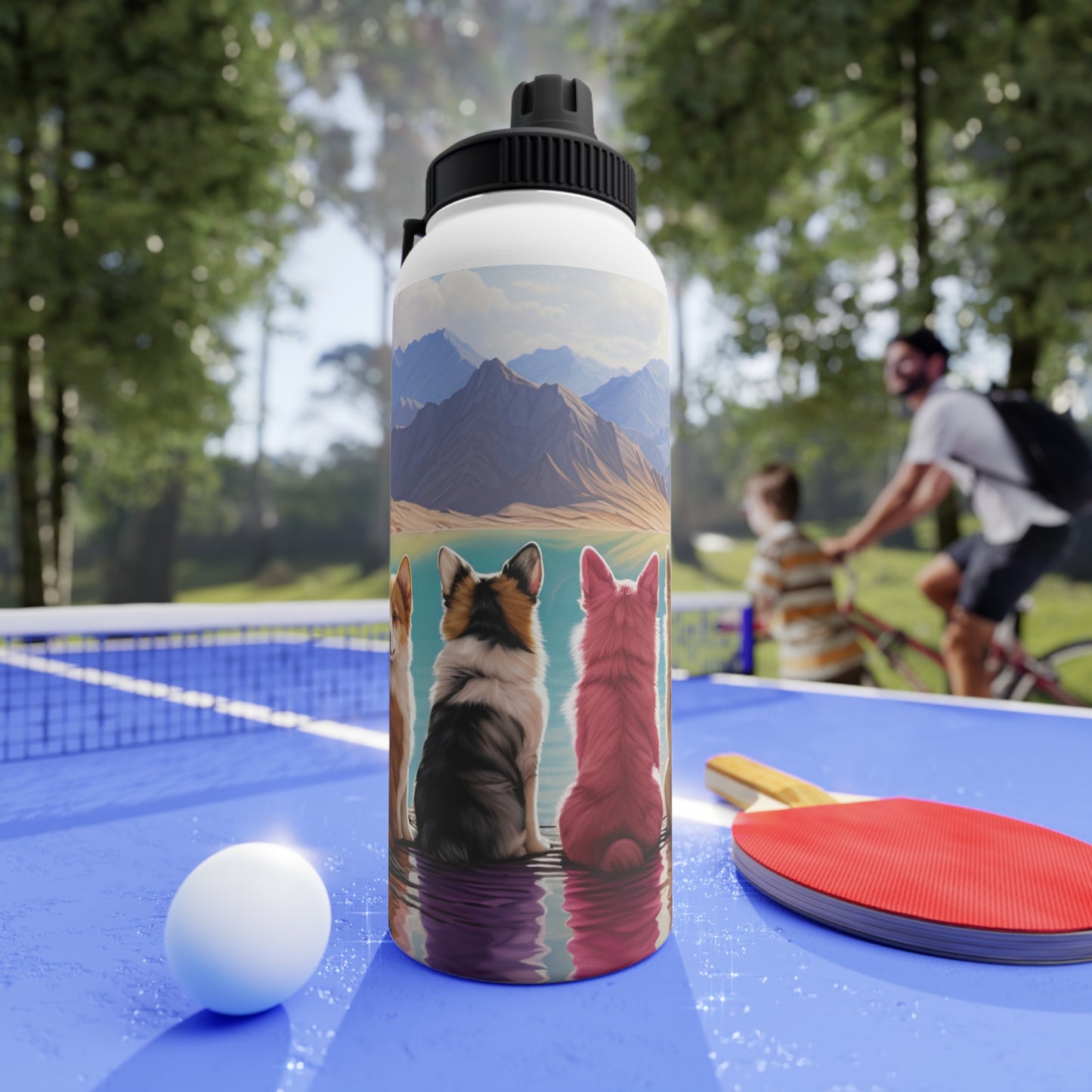 Corgi Lake - Water Bottle with Sport Lid