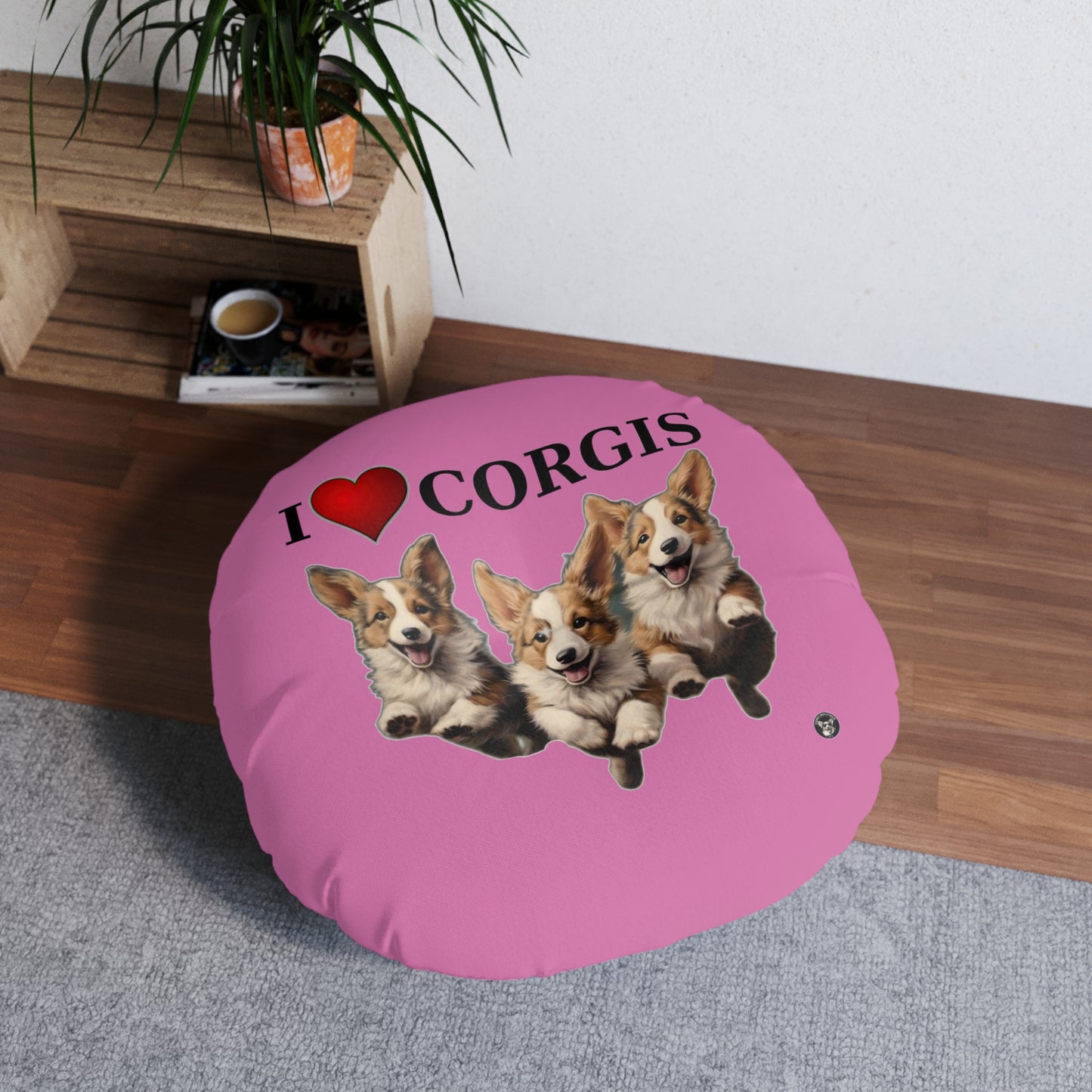 I Heart Corgis in Pink - Floor Pillow