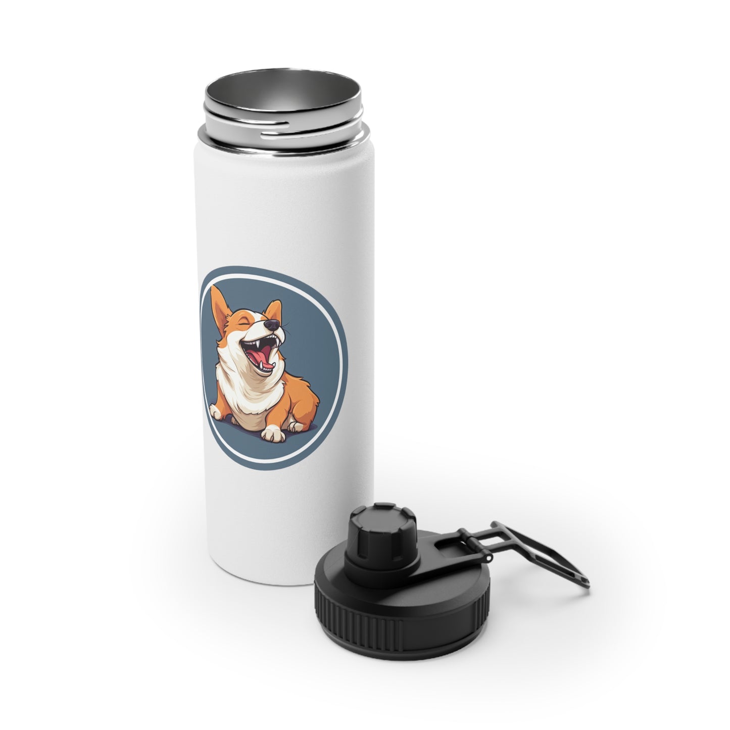 Comical Corgi - Water Bottle with Sport Lid