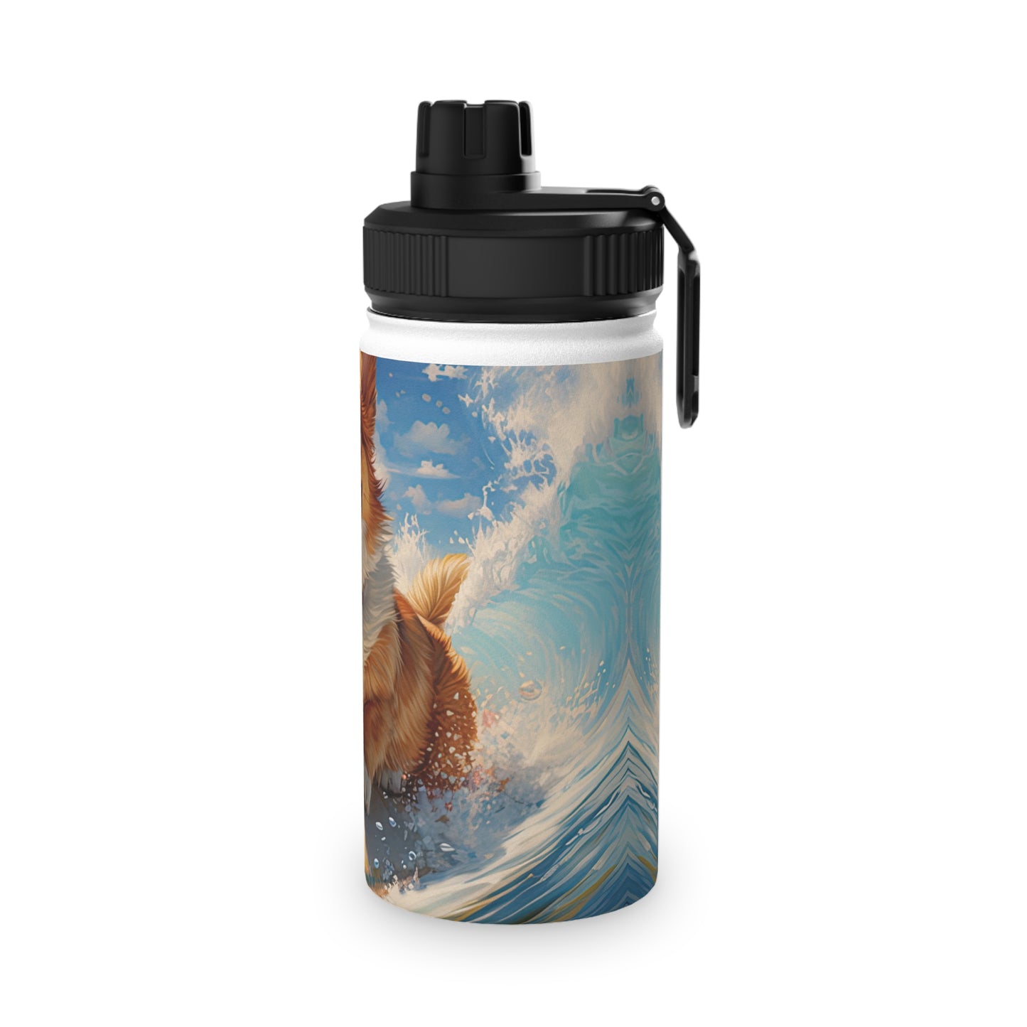 Cowabunga Corgi - Water Bottle with Sport Lid