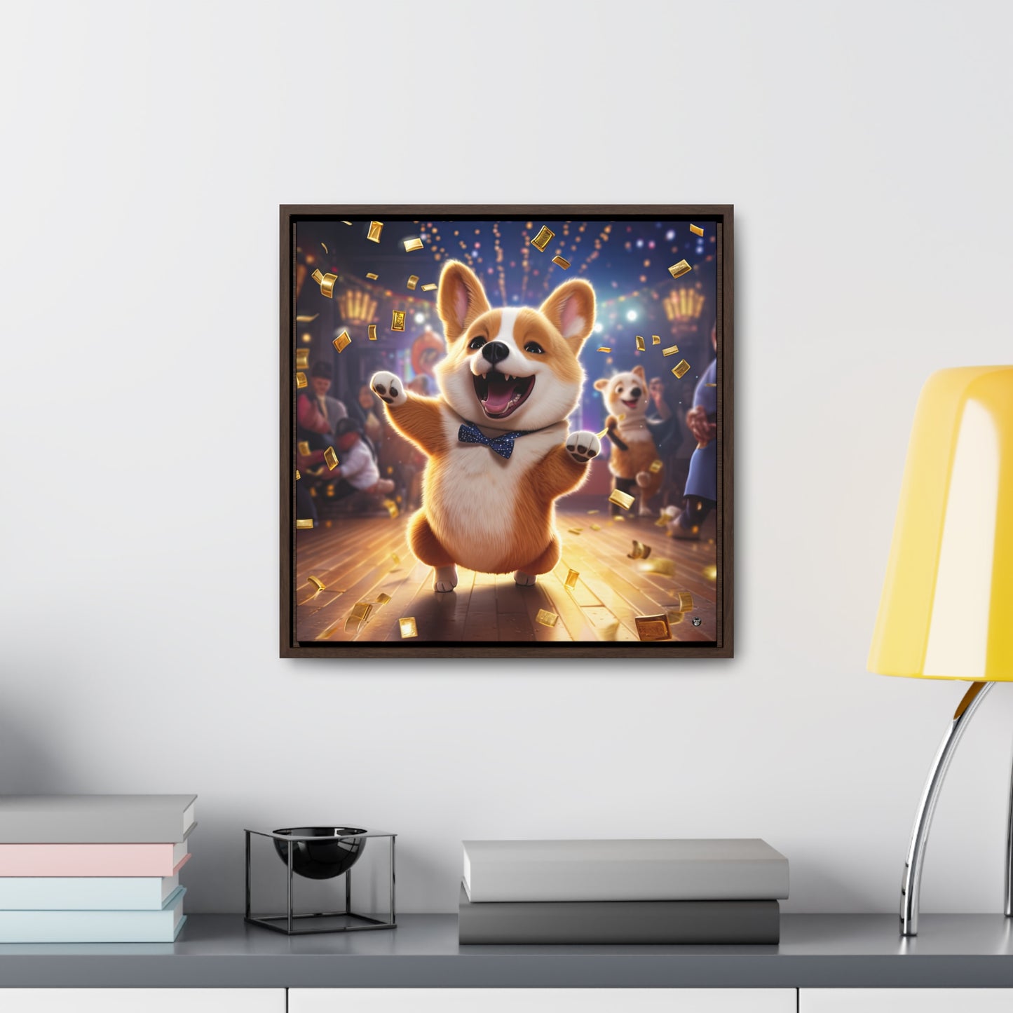 Boogaloo Corgi - Framed on Canvas