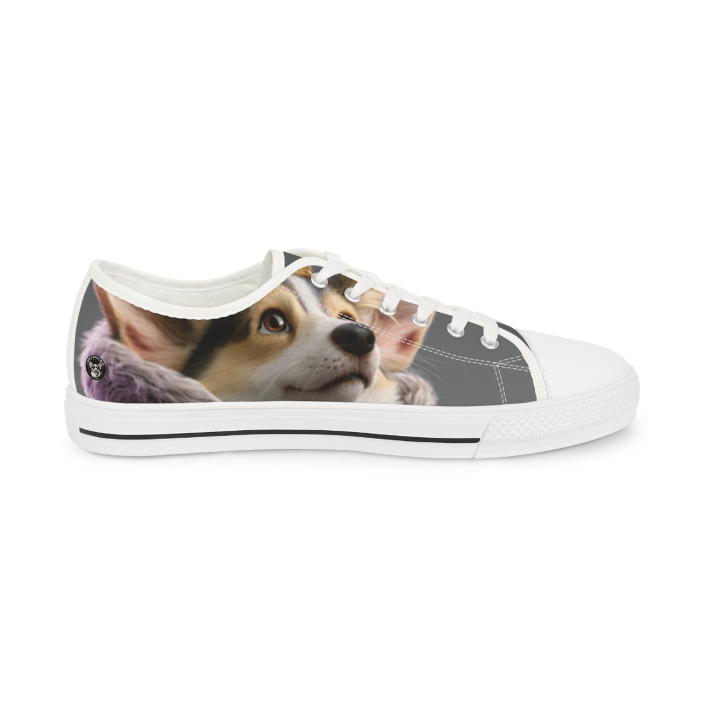 King Pup Cute Corgi Face Men's Low Top Casual Canvas Sneakers