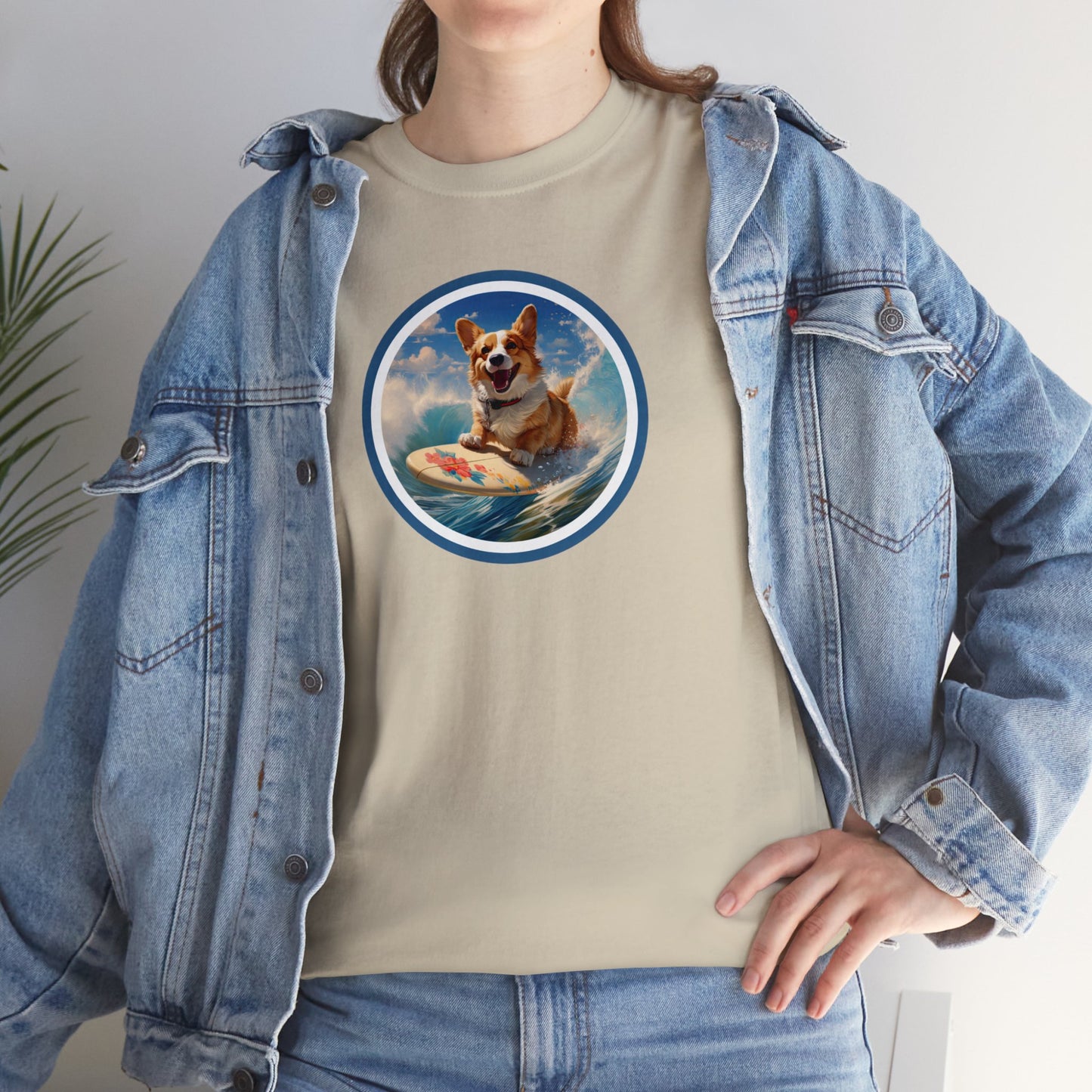Cowabunga Corgi - Unisex Heavy Cotton Tee